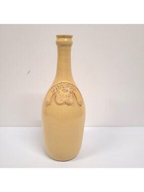 Ceramiche Virginia Italian Terra Cotta Clay Vase Wine Bottle Yellow Glaze 11"